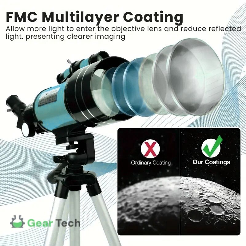 Lisslune | Professional Astronomical Telescope | 70mm Aperture, 300mm Focal Length & Easy Setup for Stargazing and Nature Exploration