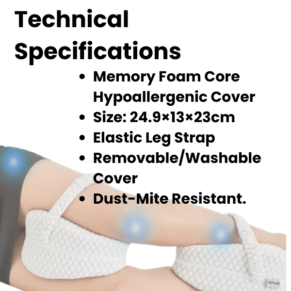 Lisslune | Orthopedic Knee Pillow for Side Sleepers | Memory Foam, Hypoallergenic & Ideal for Sciatica, Back Pain Relief