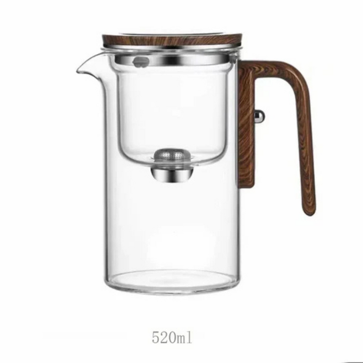 Lisslune | ClearPour heat-resistant glass teapot with wooden handle – Elegant infusion pot
