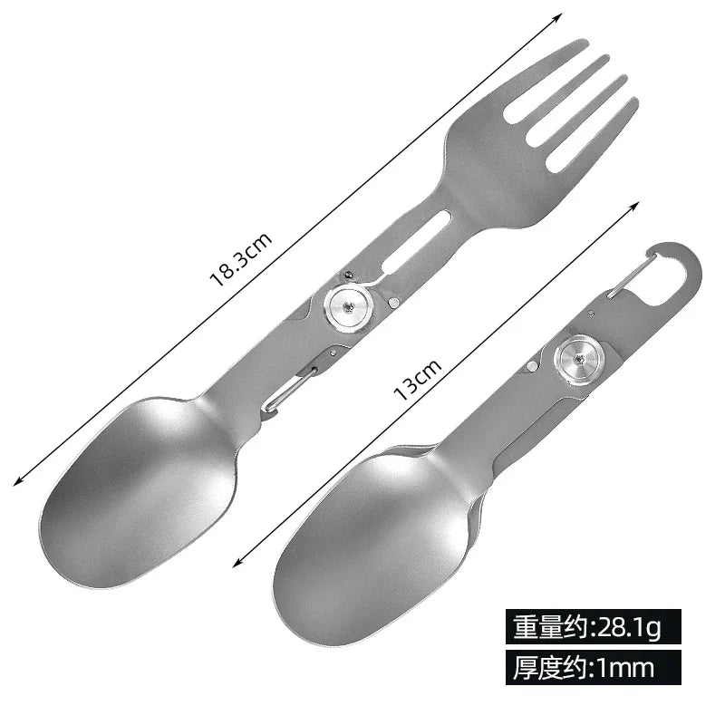 Lisslune | Titanium Camping Cutlery Set - Foldable Spoon, Fork, Chopsticks & Bowl for Travel