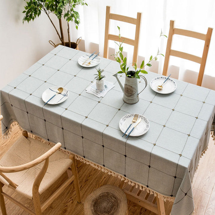 Lisslune | Waterproof Oil-resistant Rectangular Tablecloth Cotton Linen Wrinkle-resistant Tablecloth for Kitchen Dining Room Buffet Party