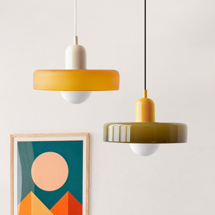 Lisslune | Coloured Glass Pendant Light – Elegant Bauhaus-Style Hanging Lamp for Living Room & Dining Area