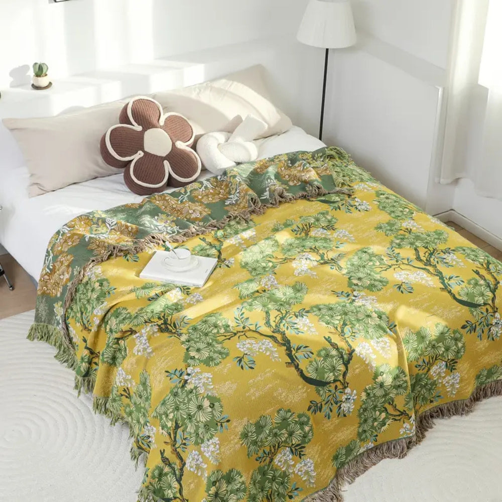 Lisslune | Lush Mulberry Trees Cotton Blanket