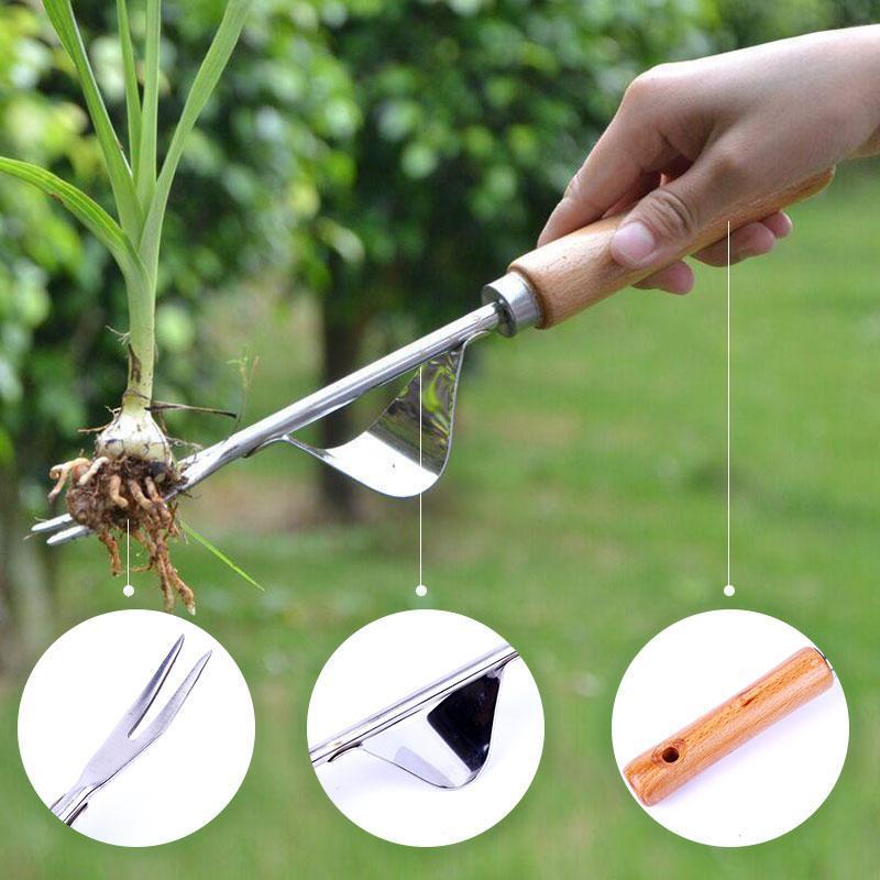 Lisslune | Weed puller with natural wood handle