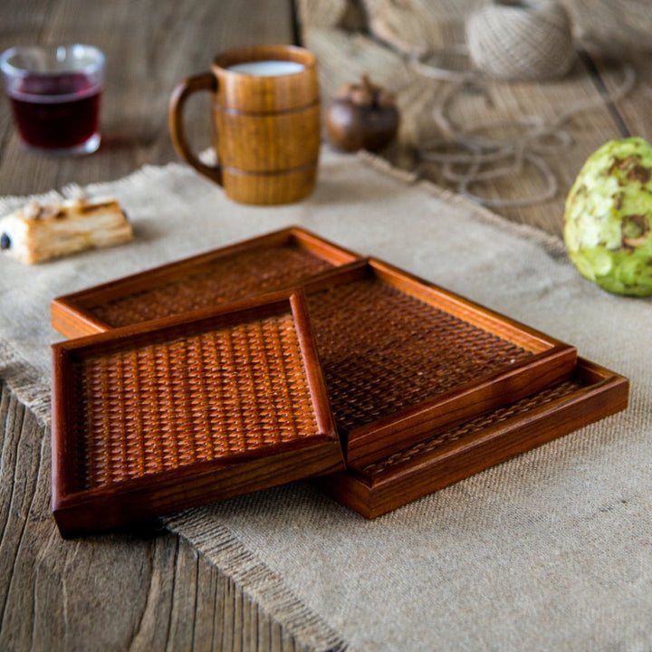 Lisslune | Artisanal Rattan Wooden Tea Tray