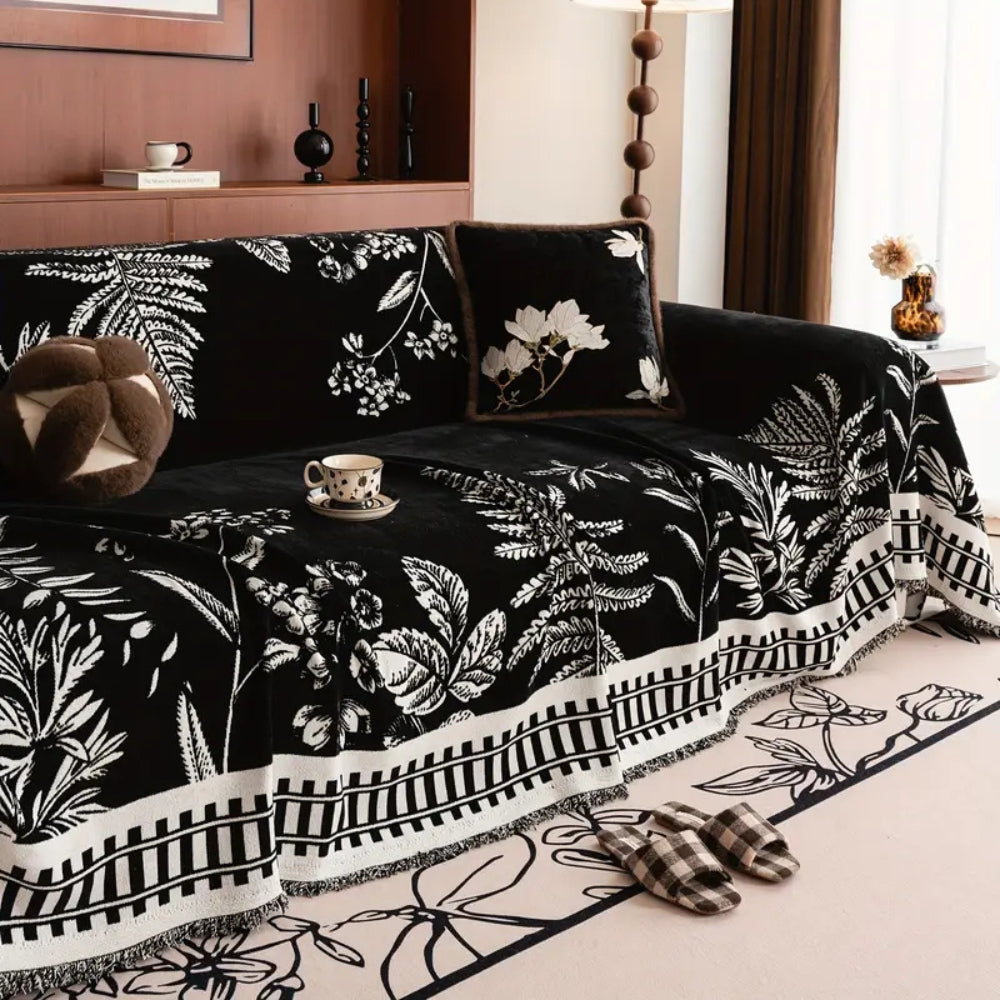 Lisslune | Foliage Floral Chenille Sofa Cover