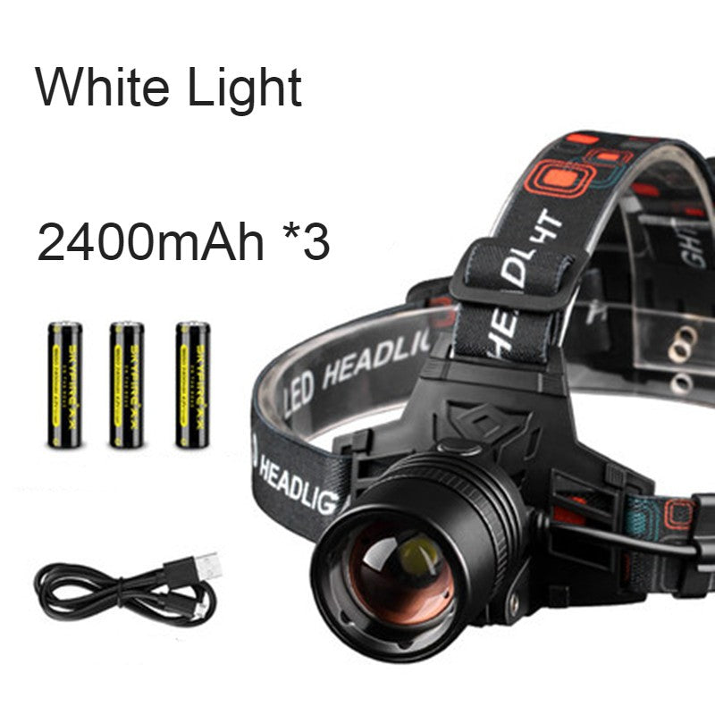 Lisslune | Rechargeable Waterproof Bright LED Work Headlamp, with Zoomable Light, 3 Light Modes & Powerbank, for Camping, Hiking, Hunting, Outdoors