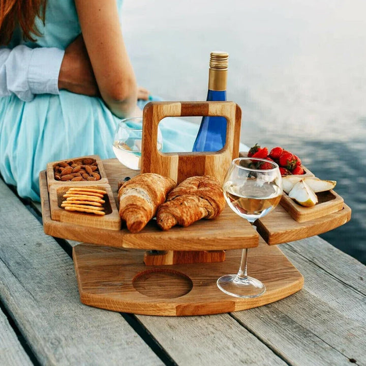 Lisslune | Portable Wooden Picnic Wine Table