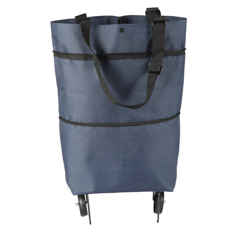 Lisslune | Reusable Shopping Trolley / Tote Bag with Foldable Wheels, Adjustable Strap, Thick Bottom and Large Capacity, For Shopping, Outdoors and More