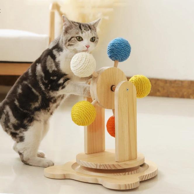 Lisslune | Spin & Scratch Tower - Multifunctional Cat Scratching Post with Ferris Wheel