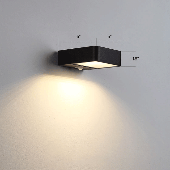 Skørter | Metal Rectangular Sun Wall Lamp Simplicity LED Black Wall Lamp for Patio