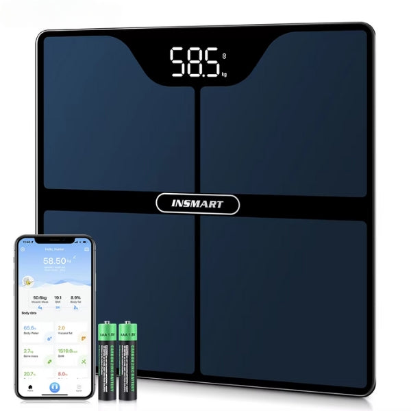 Lisslune | Premium Black Digital Bathroom Scale - Advanced Body Measurement & Weight Tracking