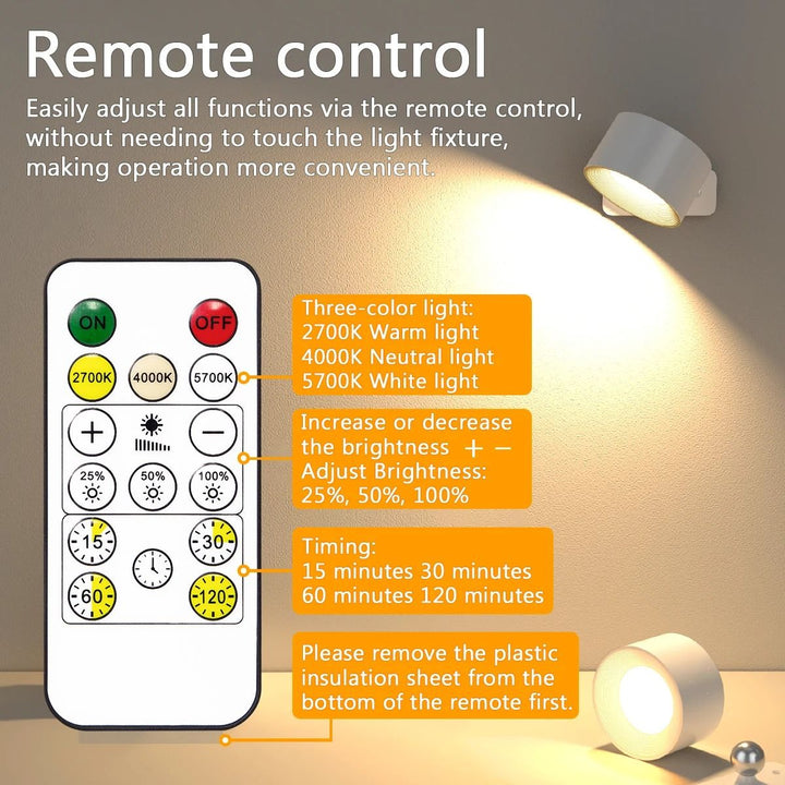 Lisslune | Wireless Rechargeable 360° Wall Light | Energy-Saving LED, Touch Control & Versatile for Home Lighting