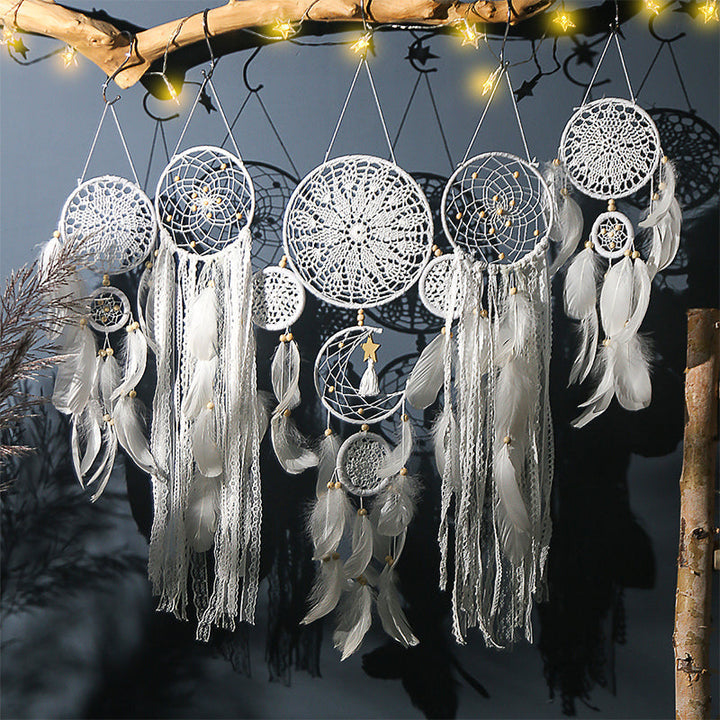 Lisslune | Dream catcher moon and stars hang over the bed (5 pieces)