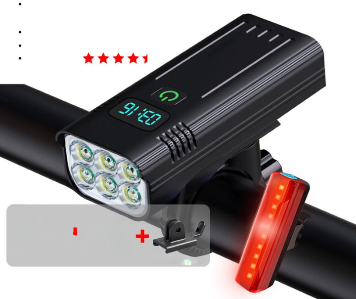 Lisslune | 5000 Lumen USB Rechargeable Bike Light with Mounts
