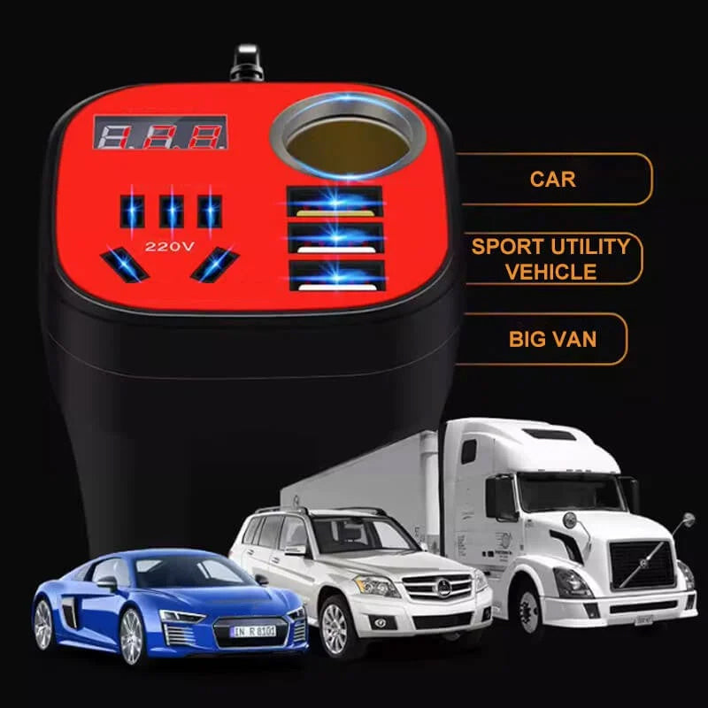 Lisslune | Auto-mounted Cup-type Inverter Converter QC Charger