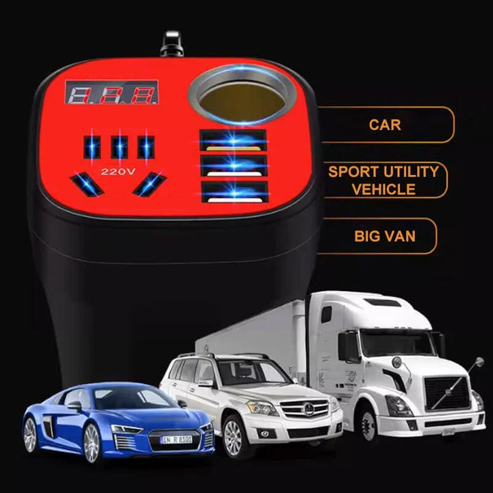 Lisslune | Auto-mounted Cup-type Inverter Converter QC Charger