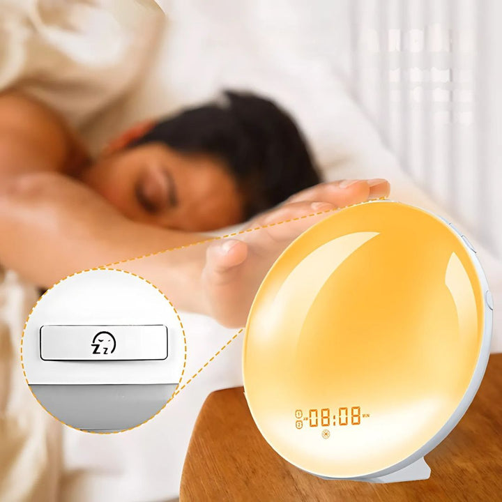 Lisslune | Sunrise Alarm Clock | Natural Wake-Up Light with Ambient Lighting for Heavy Sleepers & Dark Mornings