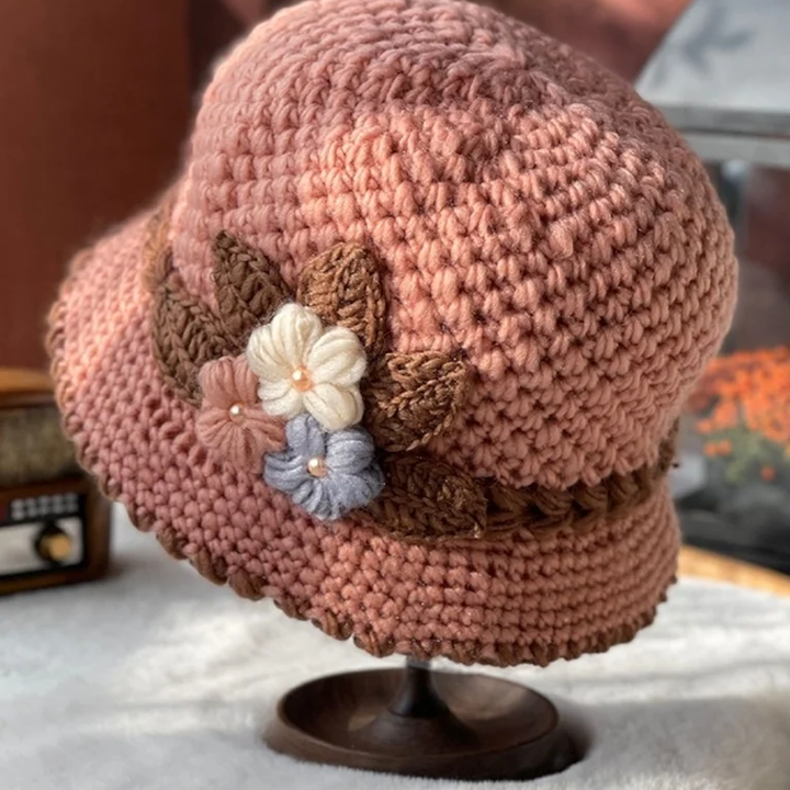 Lisslune | French Thick Women's Flower Knit Wool Hat