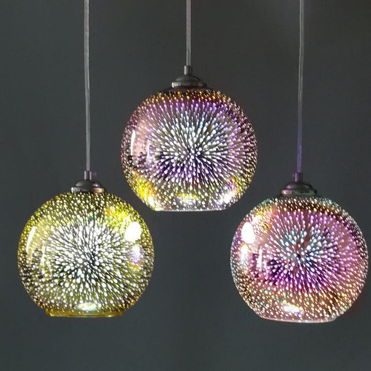 Lisslune | Modern creative 3D colorful firework glass 1-light dome pendant lamp