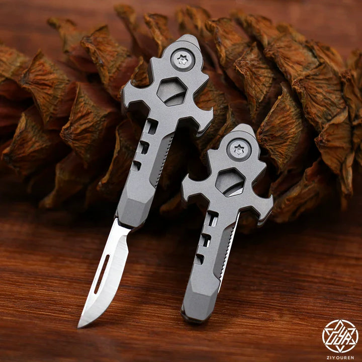 Lisslune | Titanium Multi-Tool Keychain: Mini EDC Gadget with Bottle Opener & Box Cutter