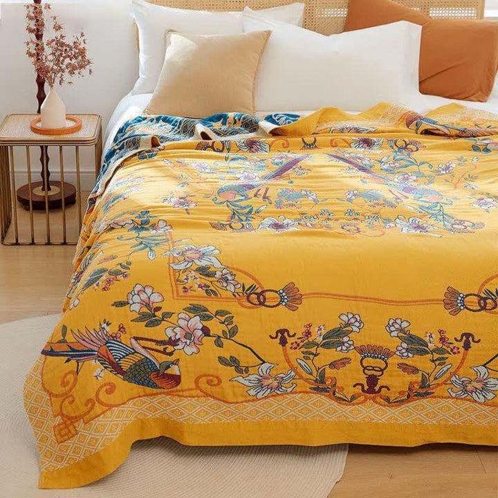 Lisslune | Ethereal Cotton Floral Bird Blanket