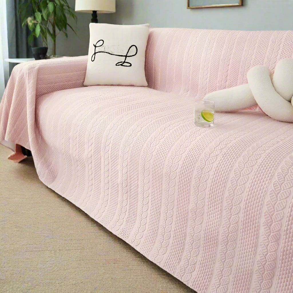 Lisslune | Tranquil Plush Leaf Sofa Cover