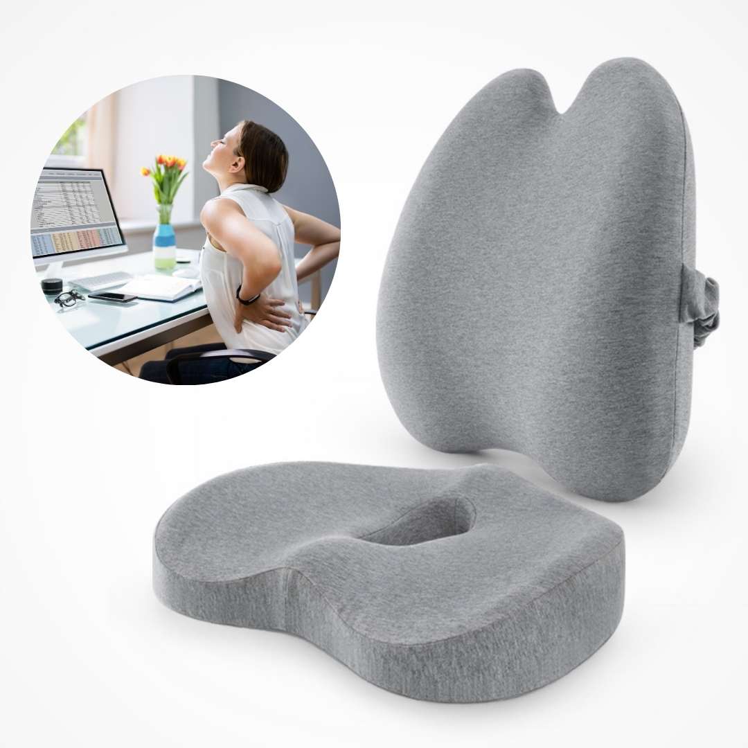 Lisslune | Orthopedic Comfort Cushion Set for Pain Relief & Posture Support - Seat & Back Cushions for Office Workers, Seniors & Pregnant Women