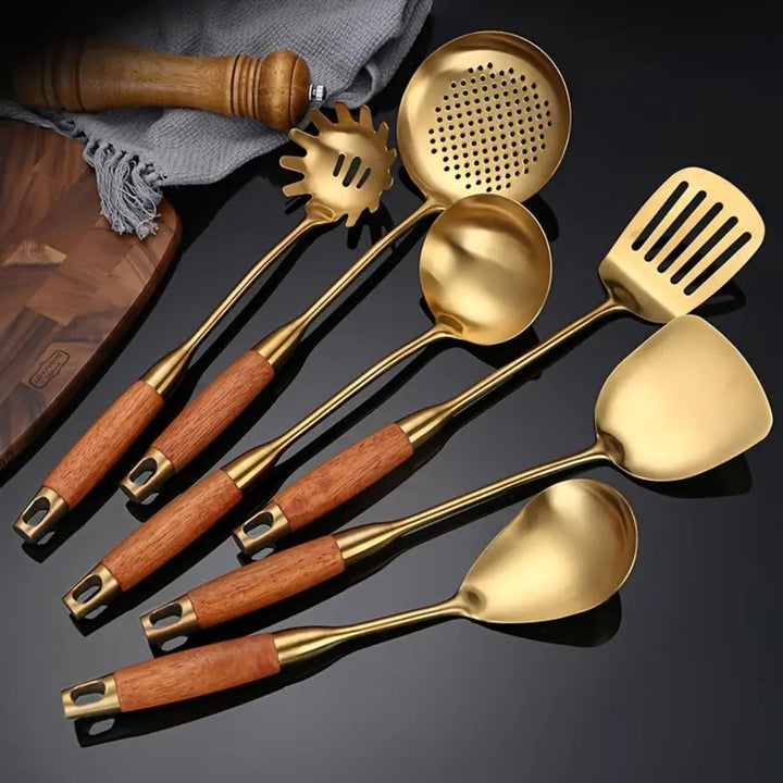 Lisslune | Chef’s Choice Golden Kitchen Utensils | 6pcs Set