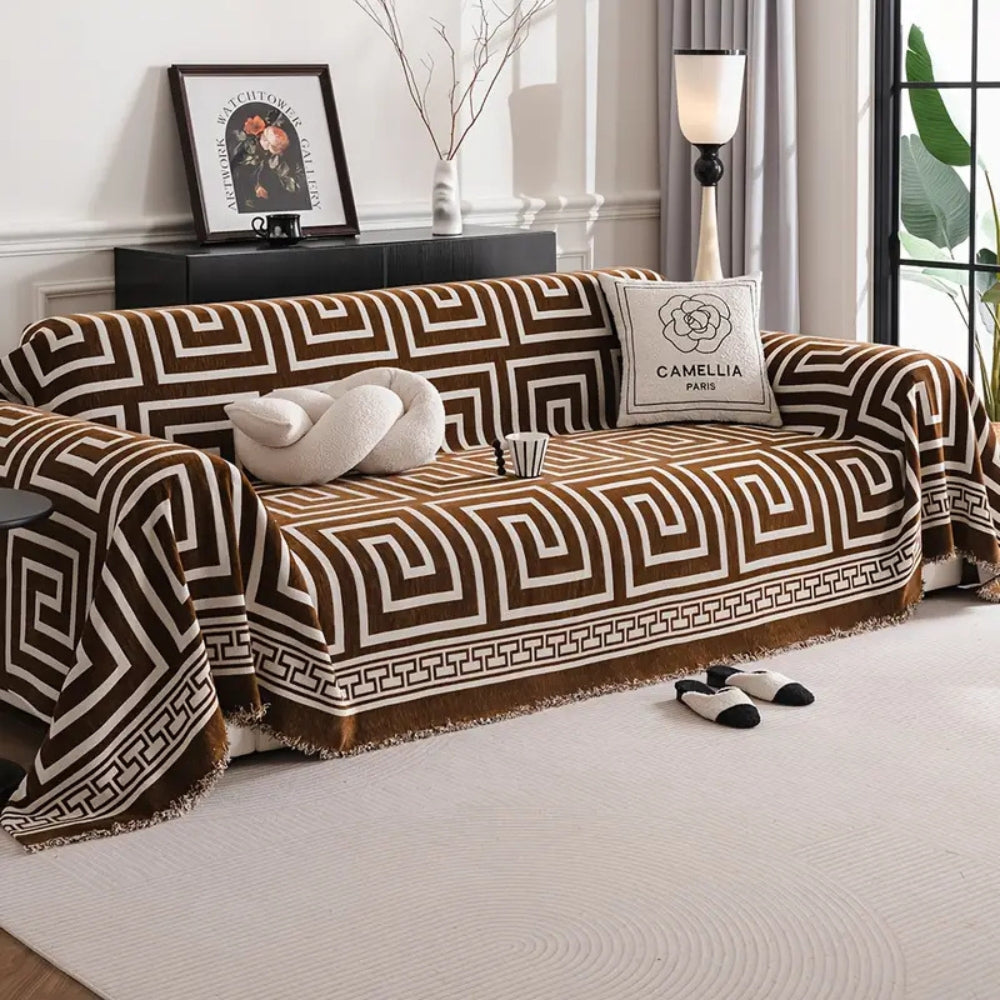 Lisslune | Meander Tassels Chenille Sofa Cover