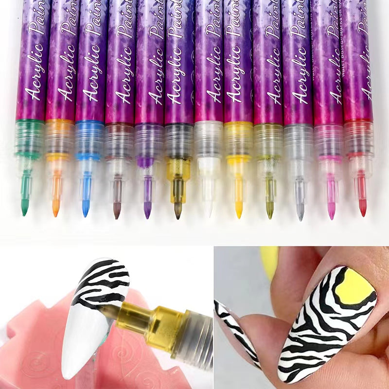 Lisslune | 12-color ultrathin curved nail pen
