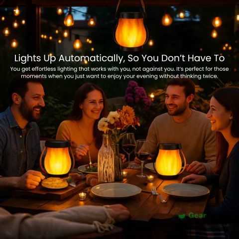 Lisslune | Solar-Powered Outdoor Lantern | Realistic Flame Effect, All-Weather Proof & Ideal for Cozy Evenings on the Patio or Balcony