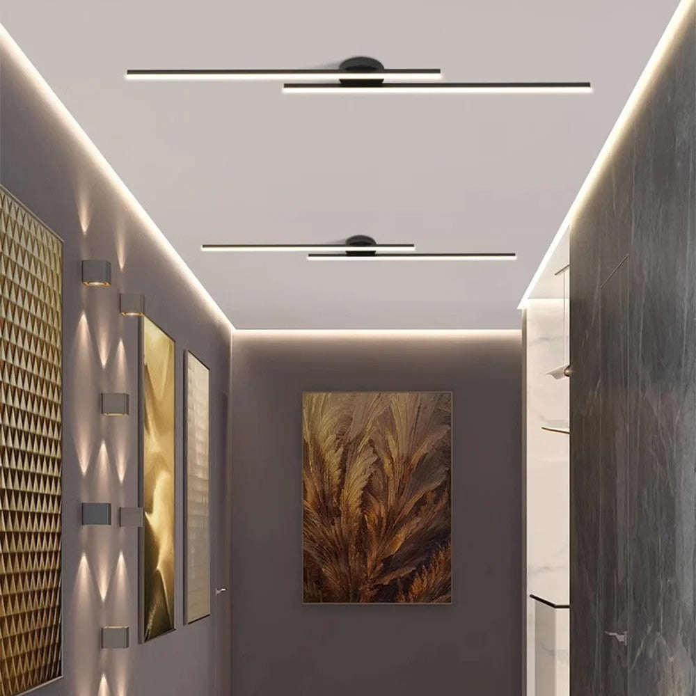 Lisslune | Minimalist Modern Hallway Lights – Long Strip Linear Ceiling Lamp, Close-to-Ceiling Chandelier, Remote Dimmable for Home Interiors