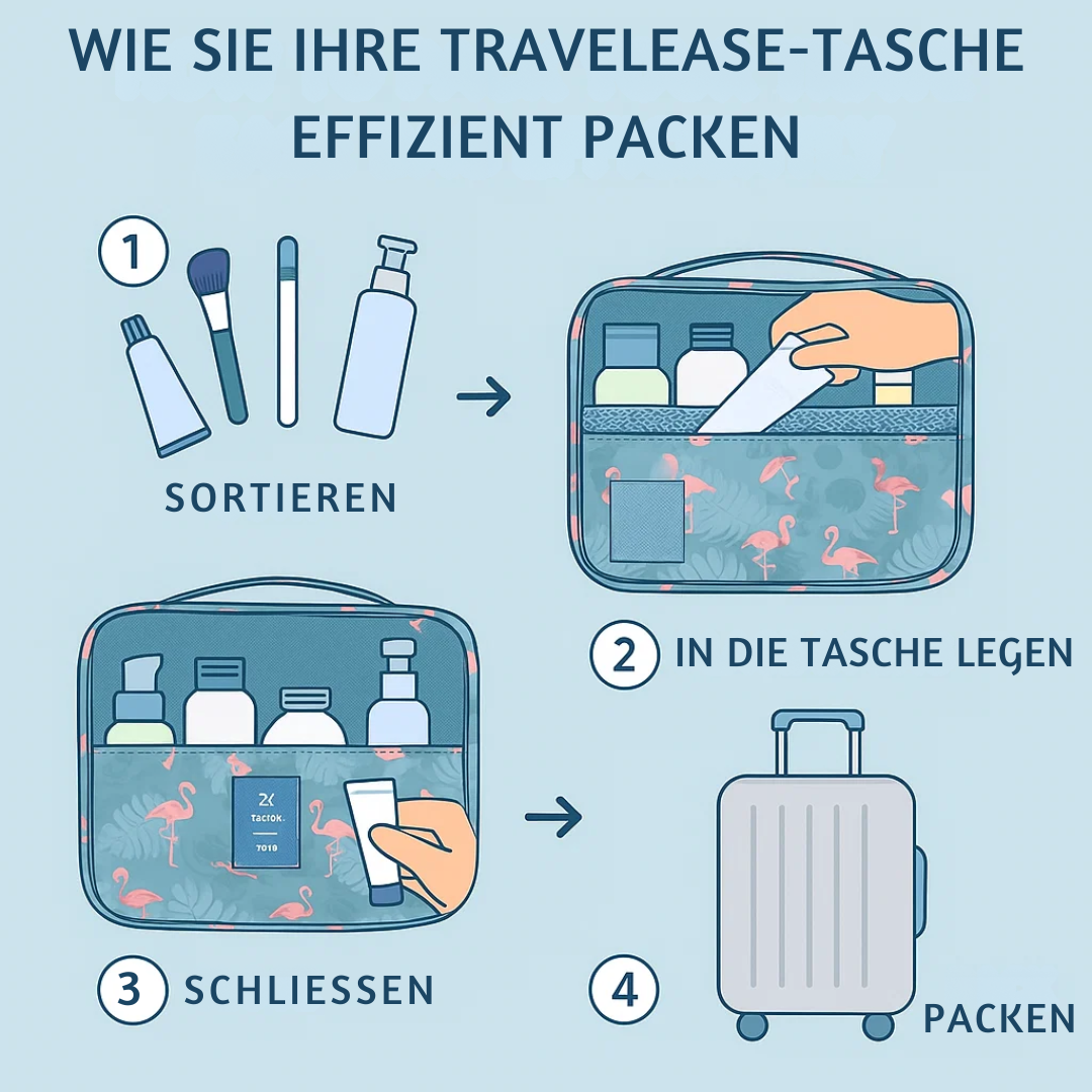 Lisslune | TravelEase – Water-repellent Cosmetic Bag with Hook and Compartments | Travel Toiletry Bag