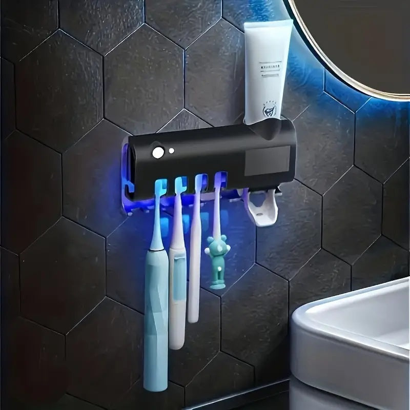 Lisslune | Smart UV Light Sterilizer Toothbrush Holder, Wall Mounted Toothpaste Dispenser