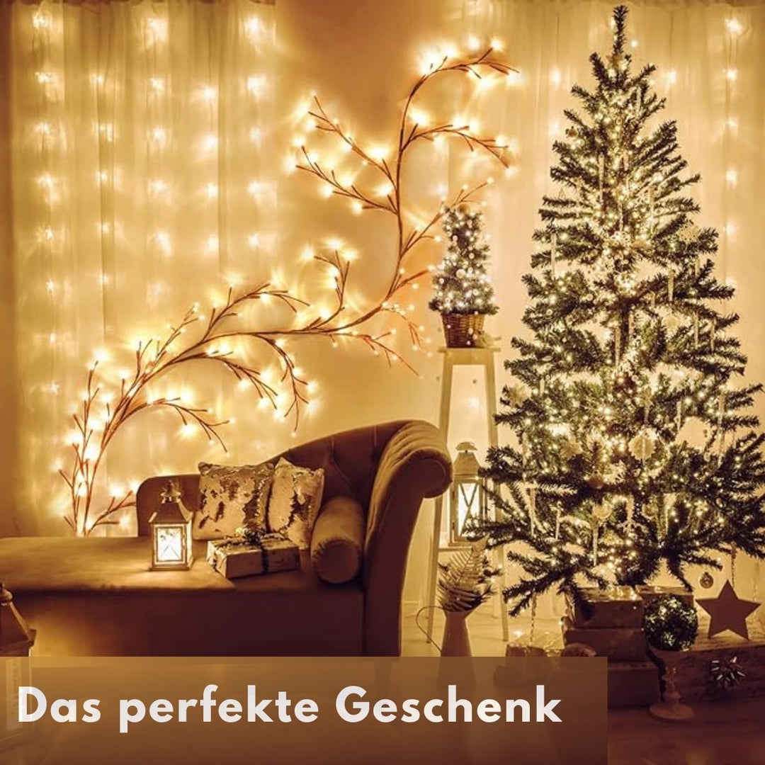 Lisslune | LED Grapevine Fairy Lights - 100 LED String Lights with Green Wire for Indoor & Outdoor Decoration, Parties, and Garden Use