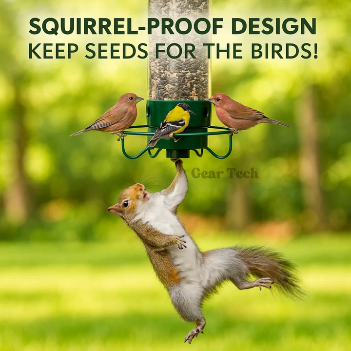 Lisslune | Squirrel Proof Bird Feeder | Heavy-Duty Metal, Multi-Feeding Ports & Ideal for Backyard Birdwatching