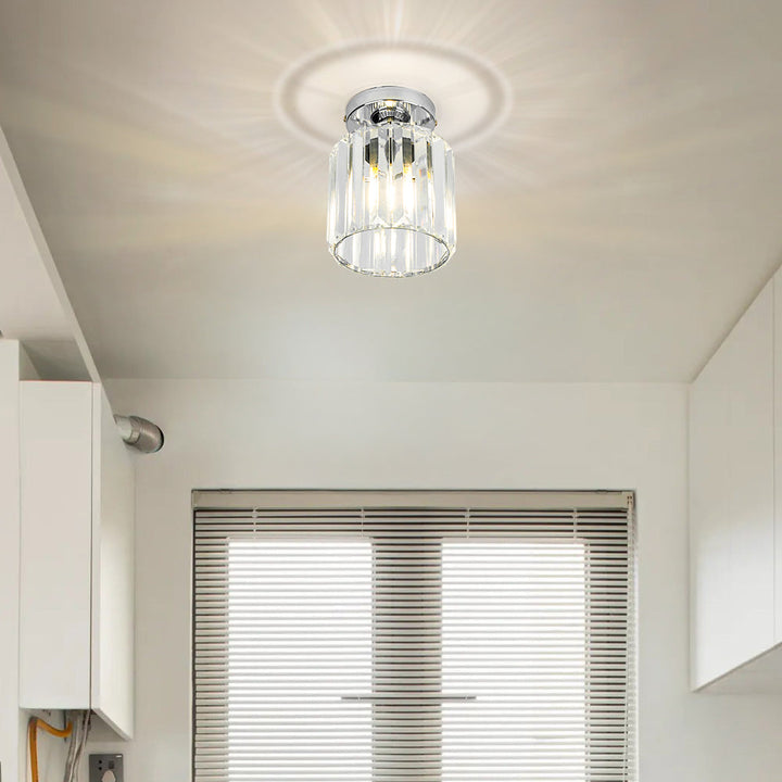 Lisslune | Modern 1-Light Flush Mount Ceiling Light | Black Brass Fixture with Crystal Shade for Hallway & Living Room