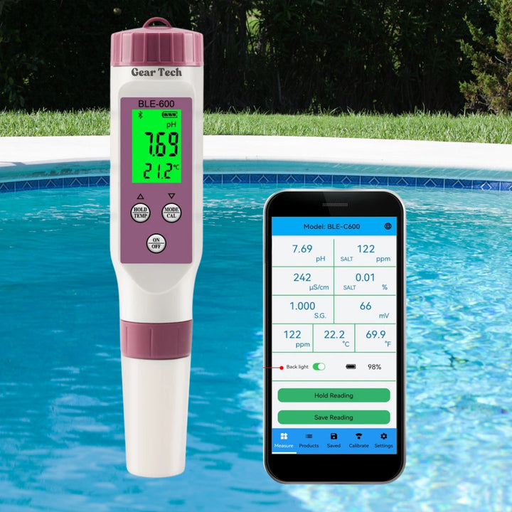 Lisslune | Digital Pool Tester – Measuring device for pH and chlorine for easy pH measurement in pool water