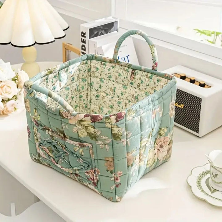 Lisslune | Floral Canvas Storage Basket for Home Organization
