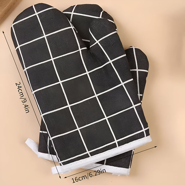 Lisslune | Heatproof Grid Pattern Kitchen Mitts