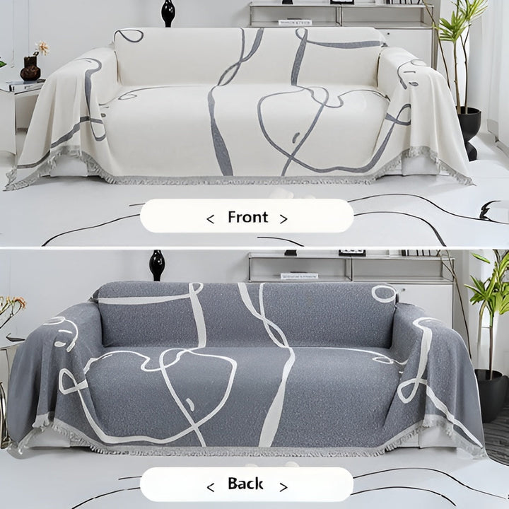 Lisslune | Abstract Line Reversible Chenille Sofa Cover