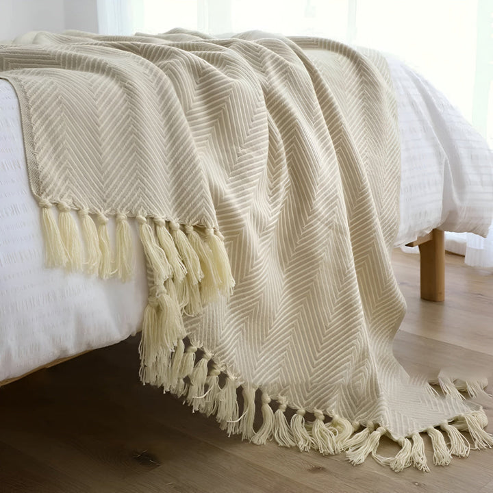 Lisslune | Herringbone Tassel Knit Blanket