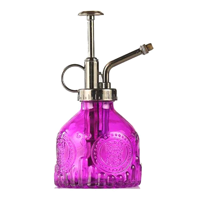 Lisslune | Embossed glass bottle with metal nozzle – Plant sprayer for flower watering in vintage design