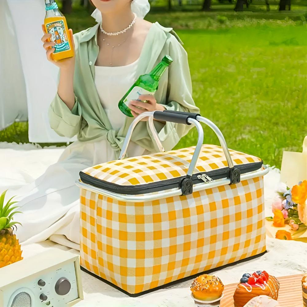 Lisslune | Foldable Checkered Picnic Basket