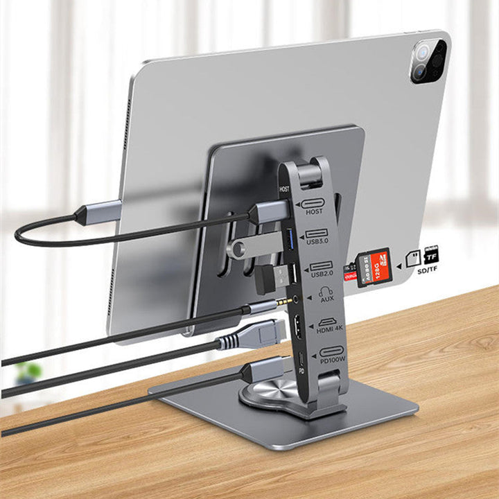 Lisslune | 8-Port Hub Extension Foldable Adjustable Aluminum Alloy Stand