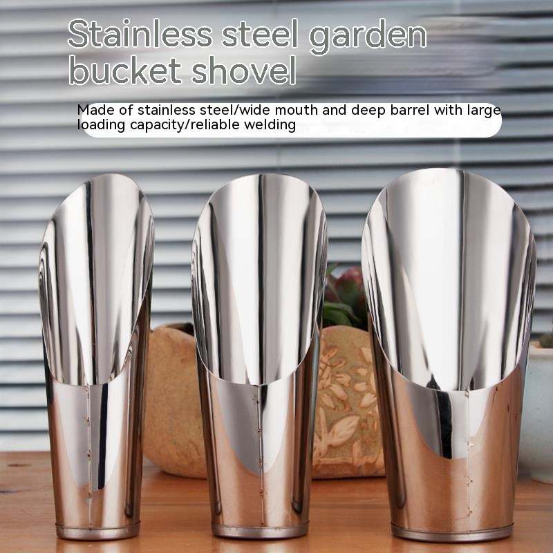 Lisslune | Stainless Steel Scoop for Potting Soil – Robust Planting Scoop for Garden and Balcony