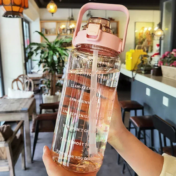 Lisslune | 2L Portable Sports Water Bottle with Straw and Time Markings