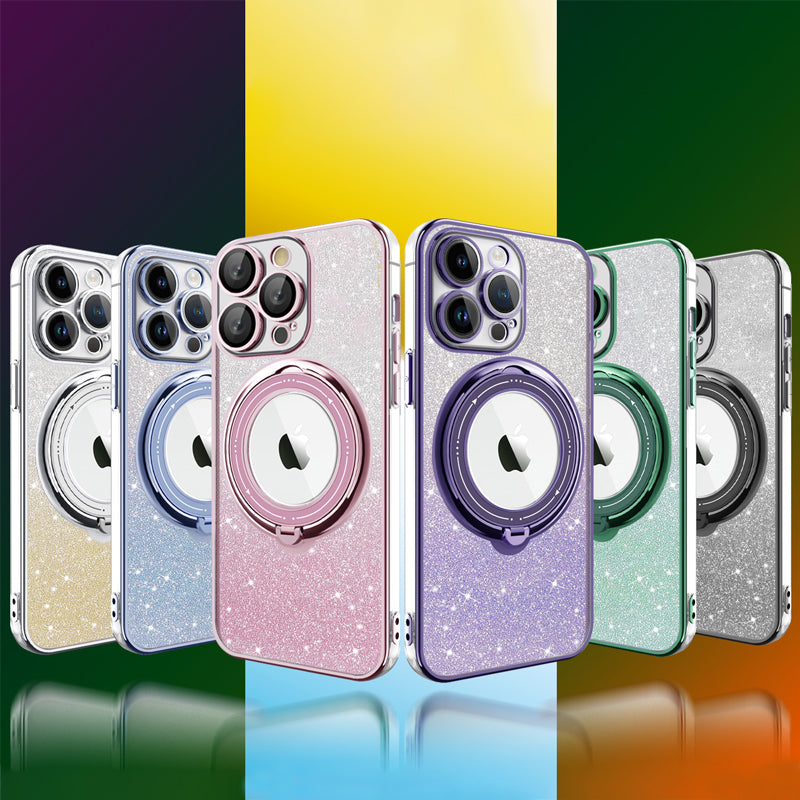 Lisslune | Magnetic Glitter Case with Invisible Stand for iPhone