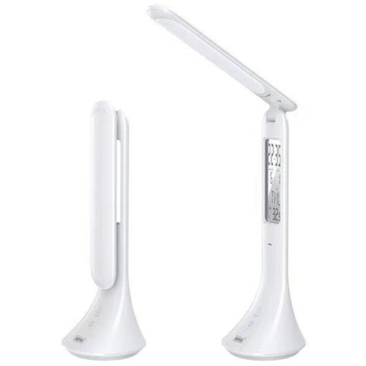 Lisslune | Rechargeable Foldable Eye-caring Desk Lamp, with Flicker-free, Adjustable Brightness, Time, Date & Temperature Display